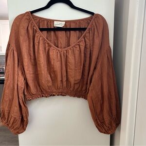 Universal Thread Rustic Orange Boho Bell Long Sleeve Crop Top